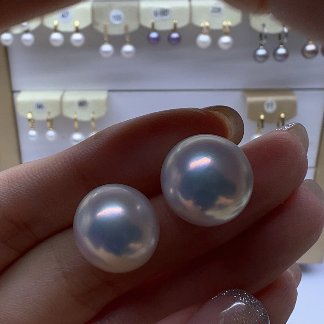 银S925镶嵌淡水珍珠耳饰