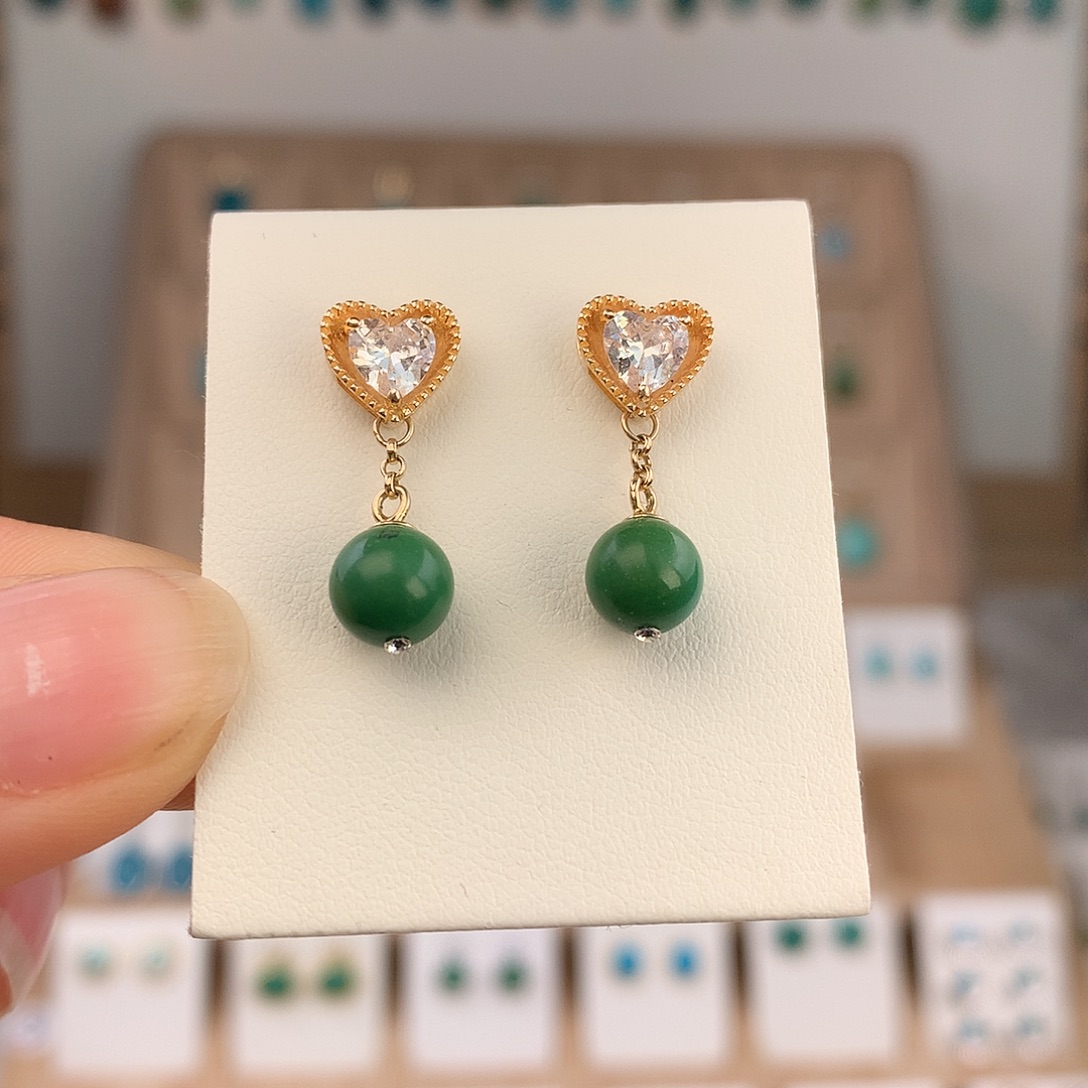 绿松石未镶嵌耳饰