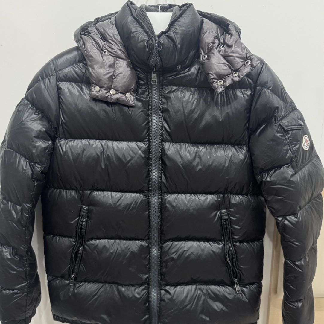 未使用 MONCLER /4码/黑色连帽羽绒服