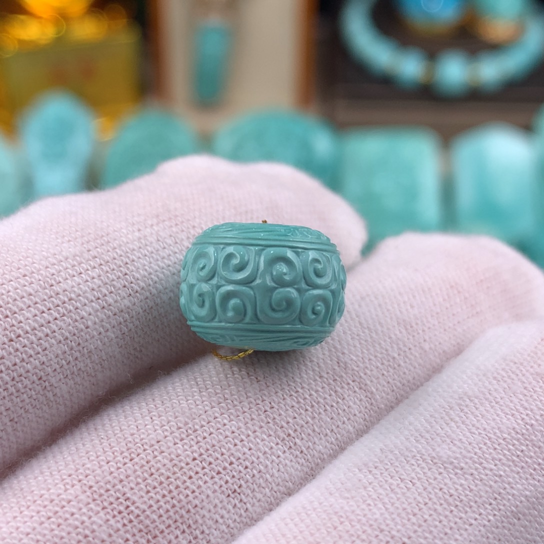 绿松石未镶嵌回纹墩子卡14