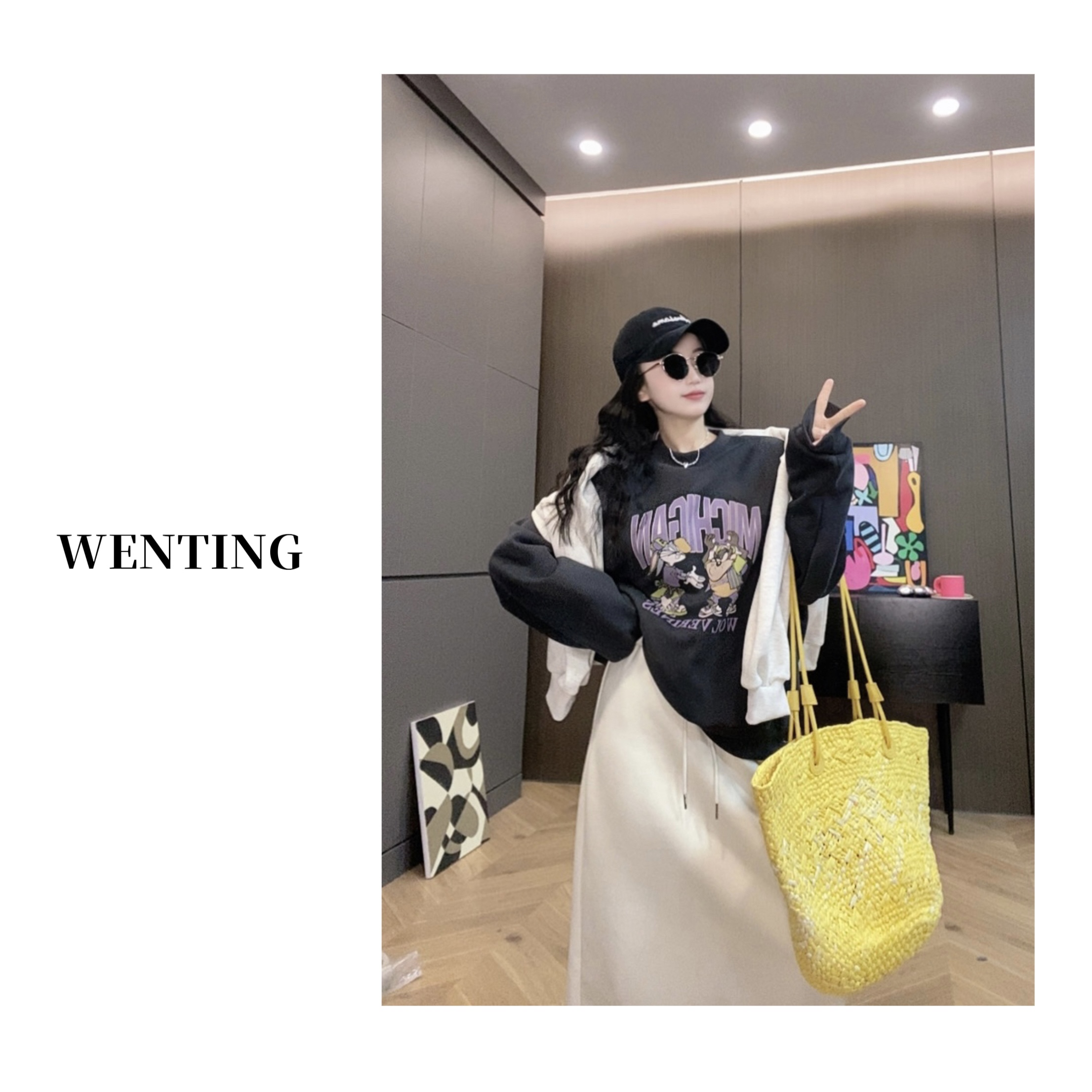 冬季加绒  韩系 兔子先生 小众设计款 圆领百搭休闲卫衣 女