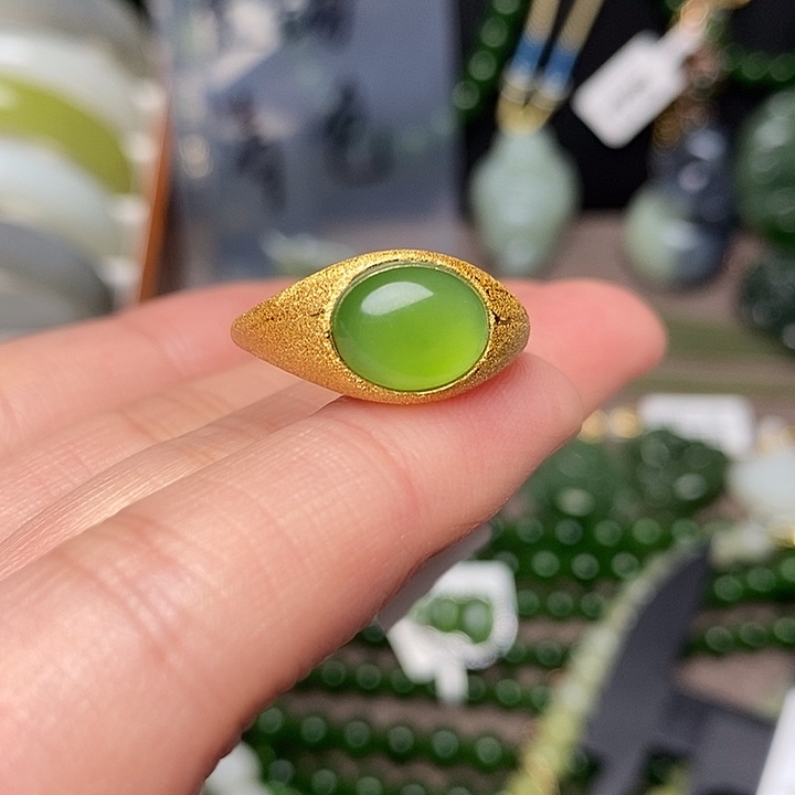 和田玉银S925镶嵌戒指