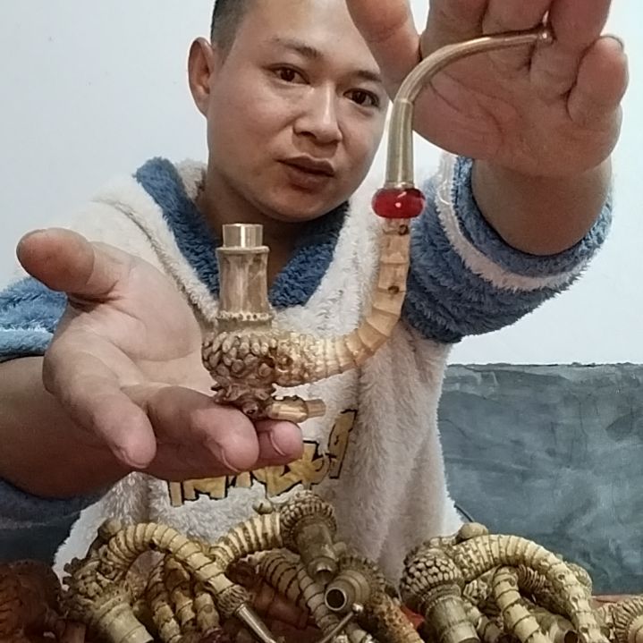 竹类织金吴哥烟斗