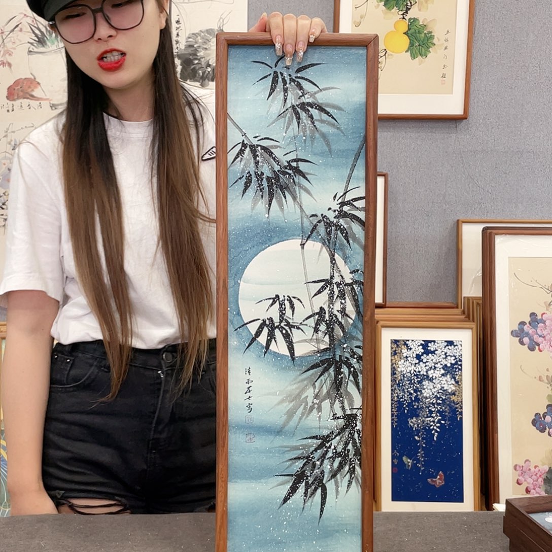 书法手绘带框尺寸:20*70