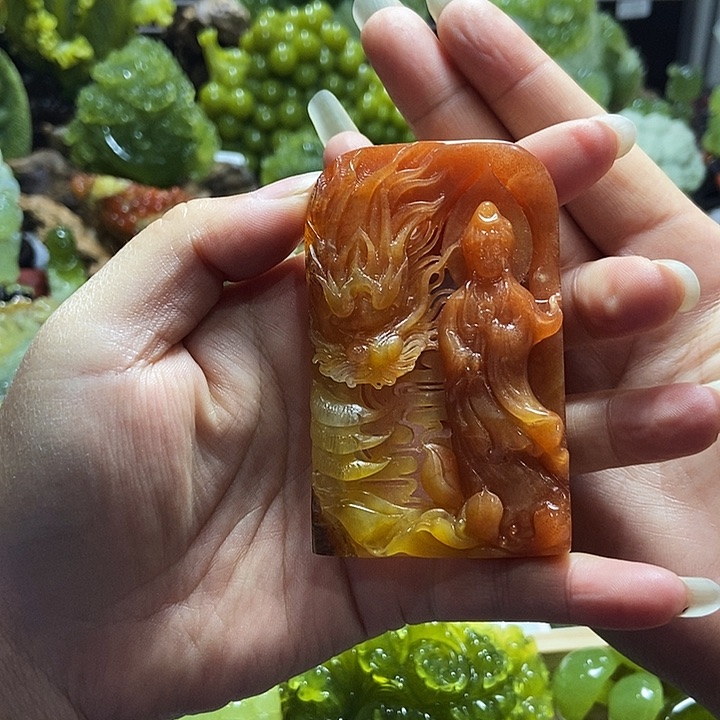 蛇纹石玉合金手把件快**福