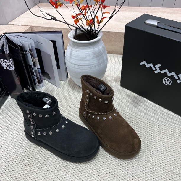 1110-2玛莎玛索铆钉厚底雪地靴女冬季新款加厚保暖防滑百搭棉鞋
