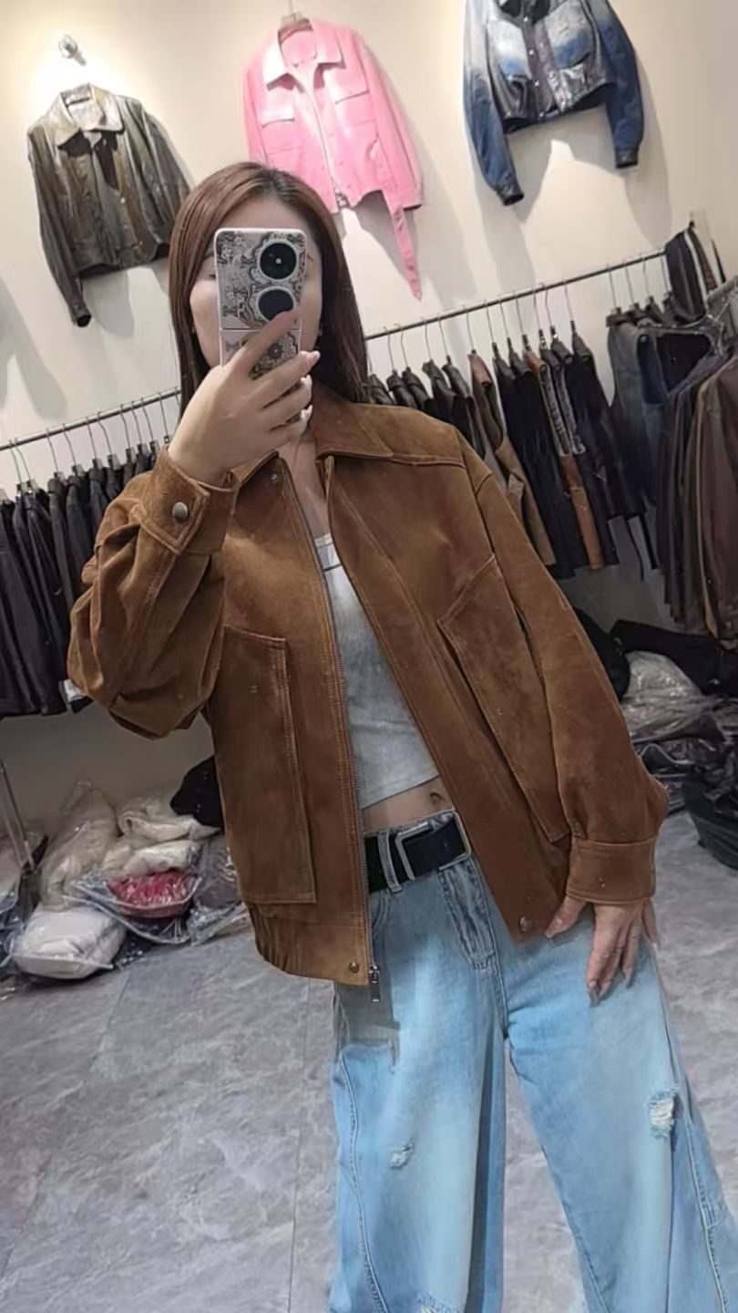 真皮皮衣外套女装2025新款秋冬款嘻哈风100%头层山羊皮夹克上衣