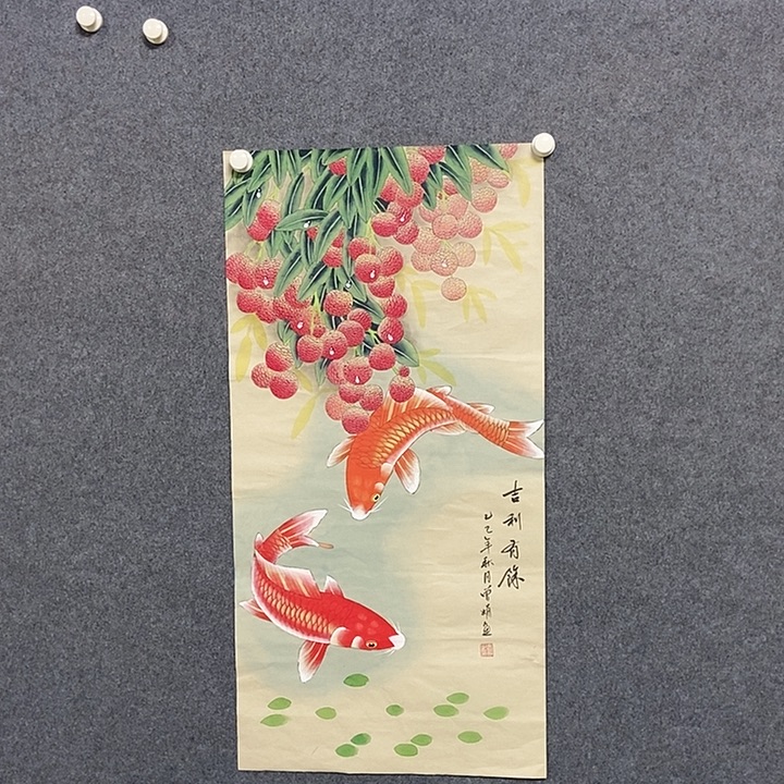 国画三尺工笔花鸟一副