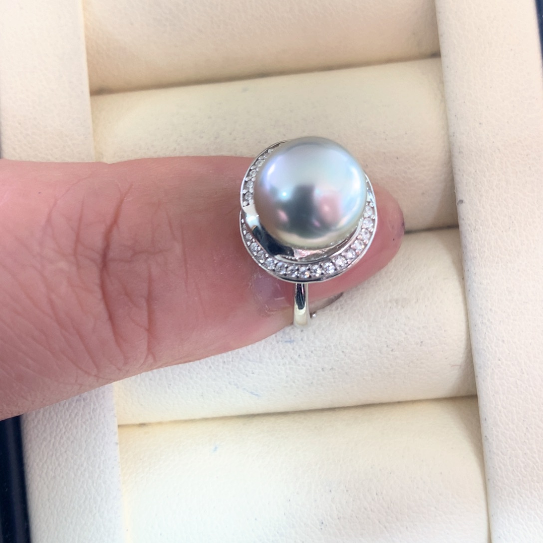 海水珍珠戒指银S925镶嵌