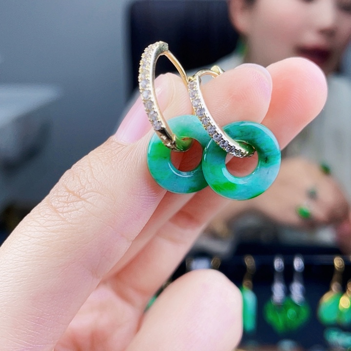 翡翠未镶嵌耳饰饰品