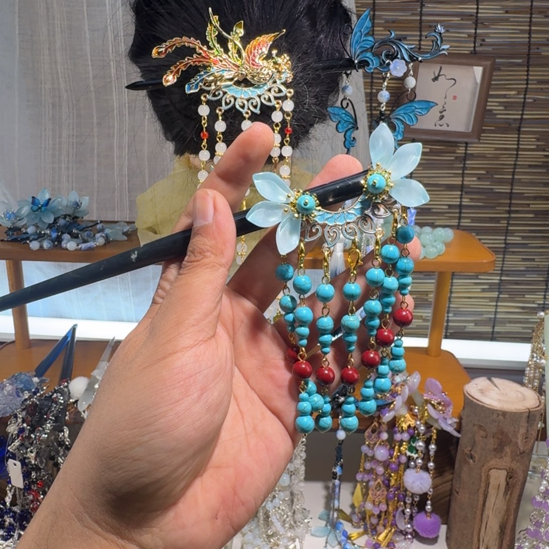 蛇纹石玉合金发饰