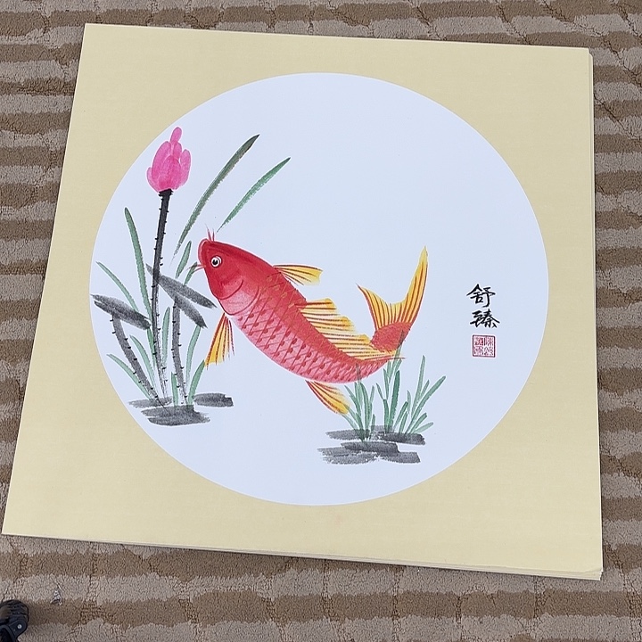 国画花鸟在树的后面50.50