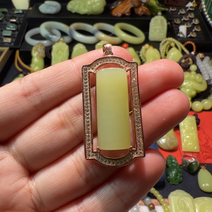 和田玉（黄玉）颈饰银S925镶嵌