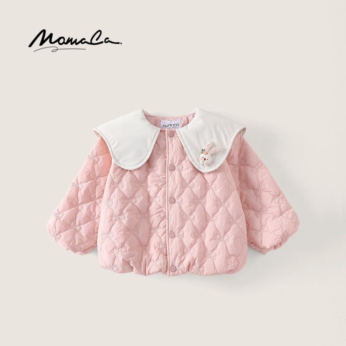 MOMOCO冬季2025新款女童洋气翻领玩偶棉服外套77880125003