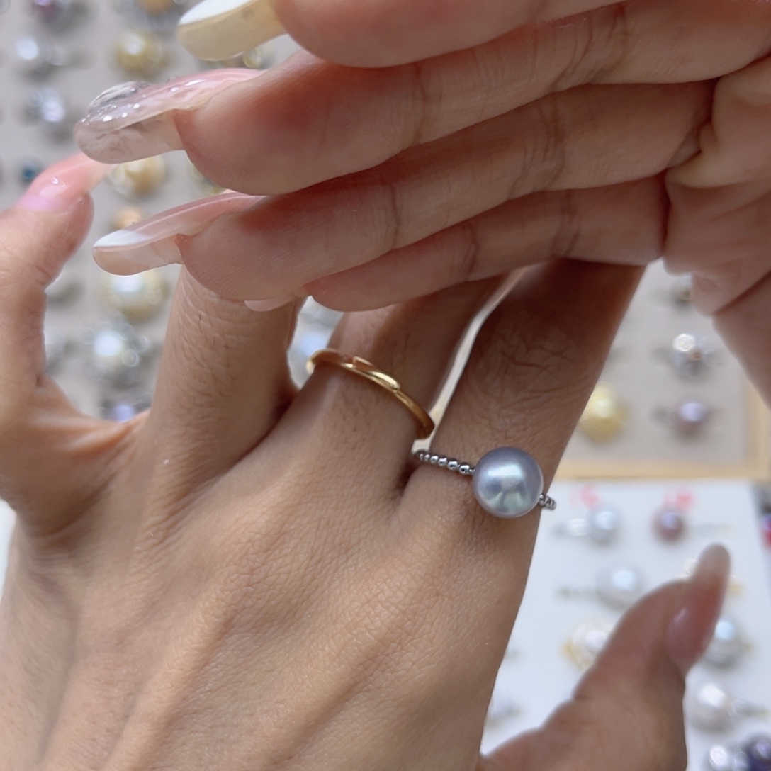 *****淡水珍珠戒指合金
