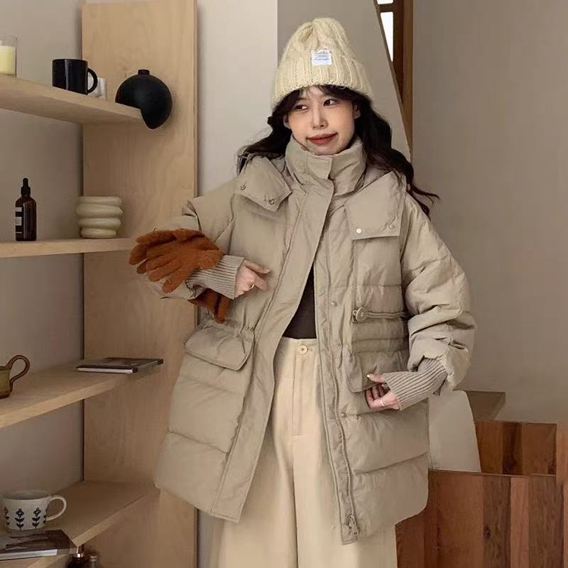 【羽绒服】索尼尔保羅冬季保暖加绒加厚款宽松外套女装3887[BLK]