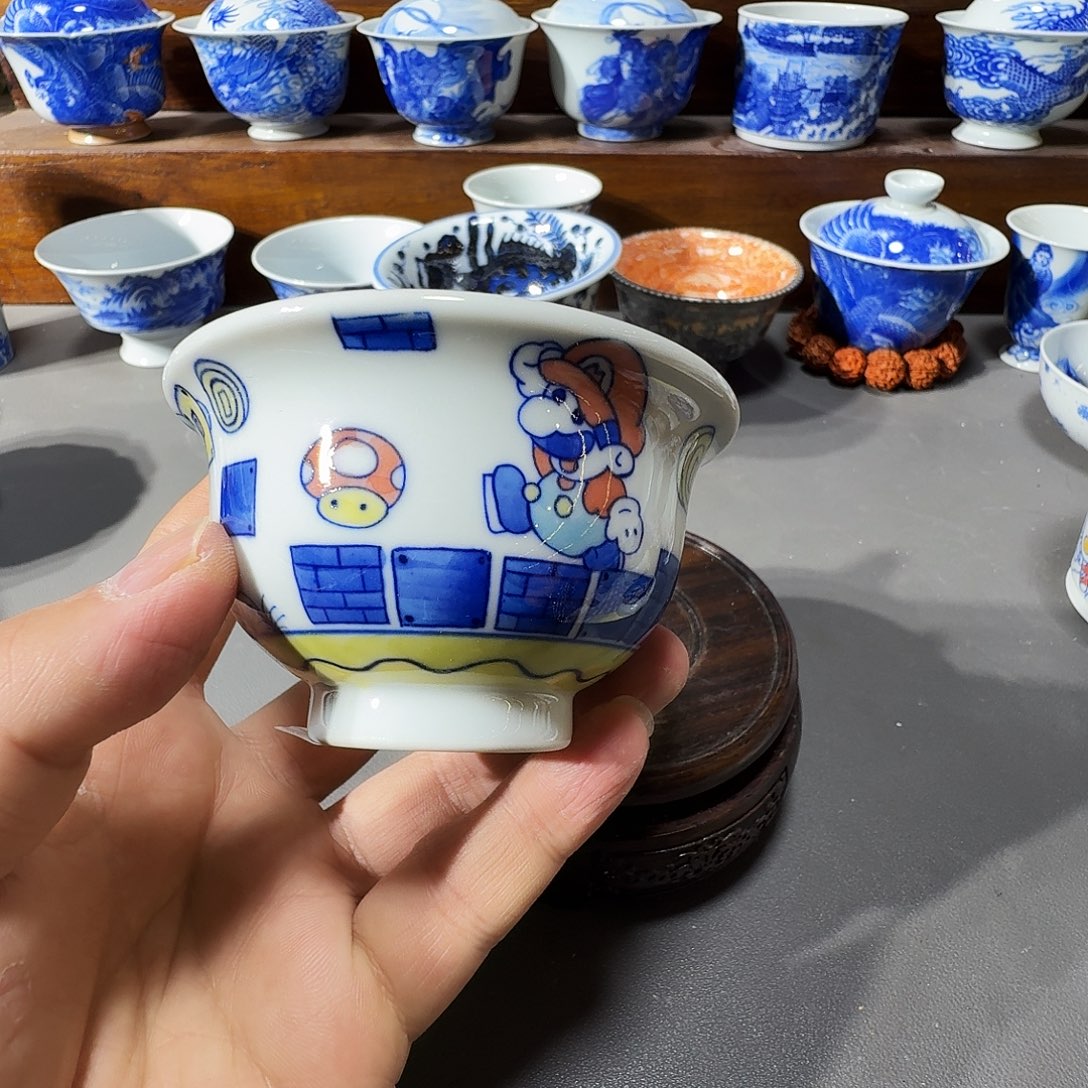 1***3泥塑主人杯手工手绘微微瑕