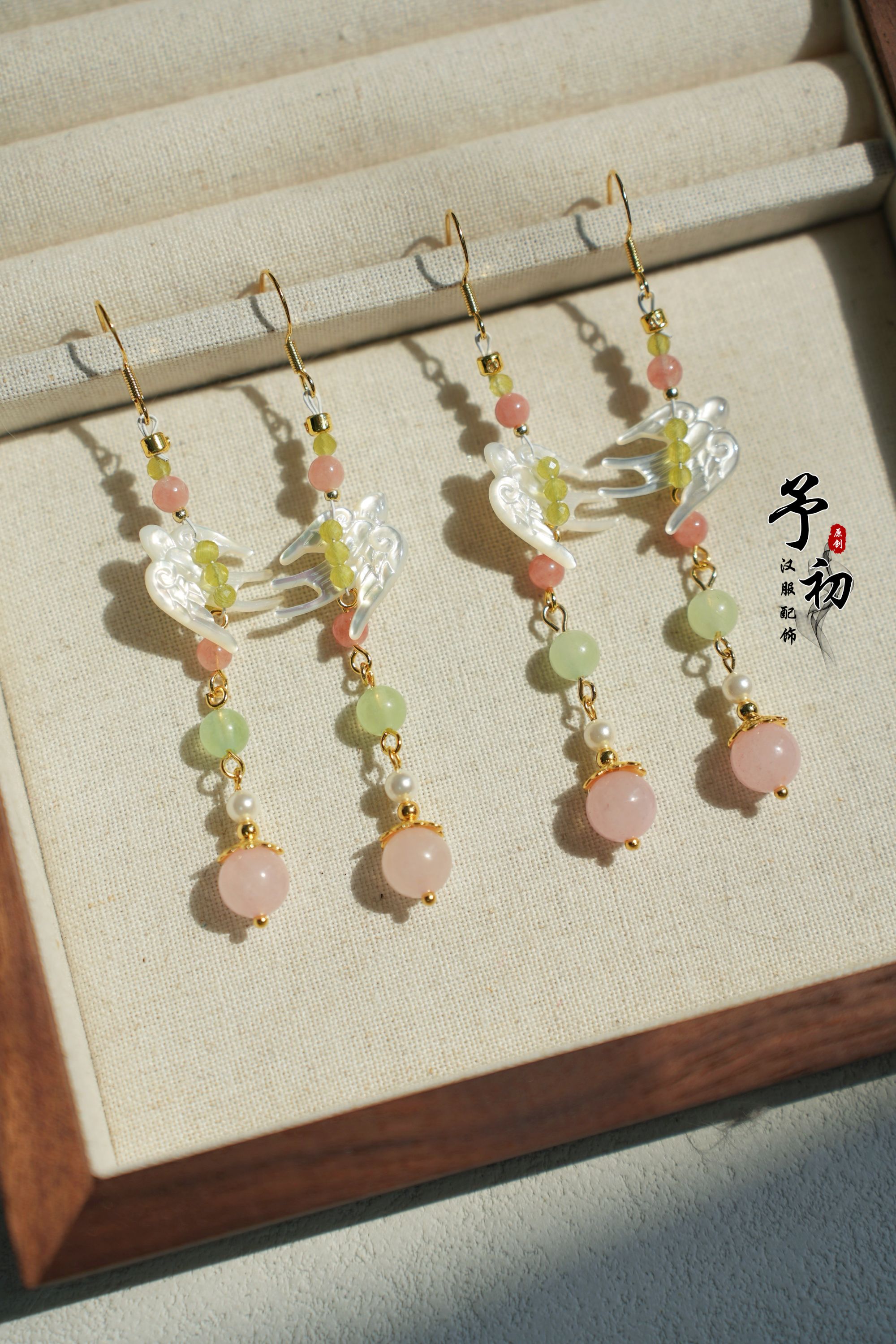 铜合金耳饰 予初【春日燕耳环】原创设计古风百搭日常少女粉嫩耳环