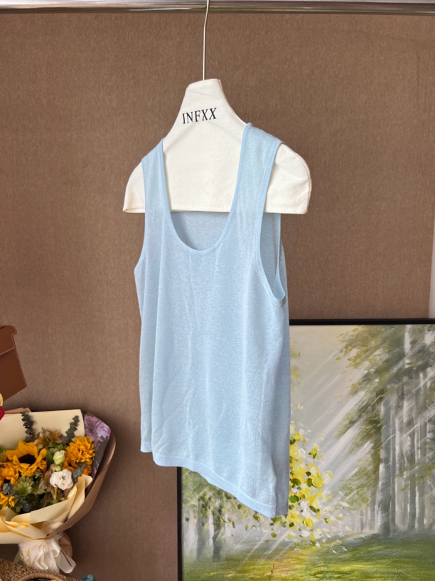 内搭单穿OK法式小背心纯色蓝色吊带夏季无袖打底桑蚕丝