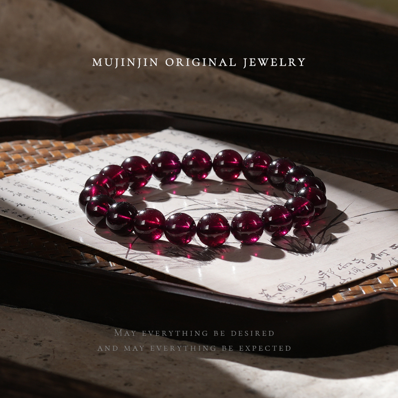 【木槿槿】天然紫牙乌石榴石手串女款气质时尚小众串珠手链轻奢百搭