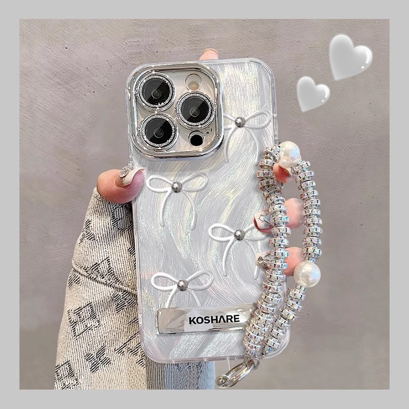 白结支架适用苹果14pro羽纱手机壳15手提链条13全包12镜头膜X