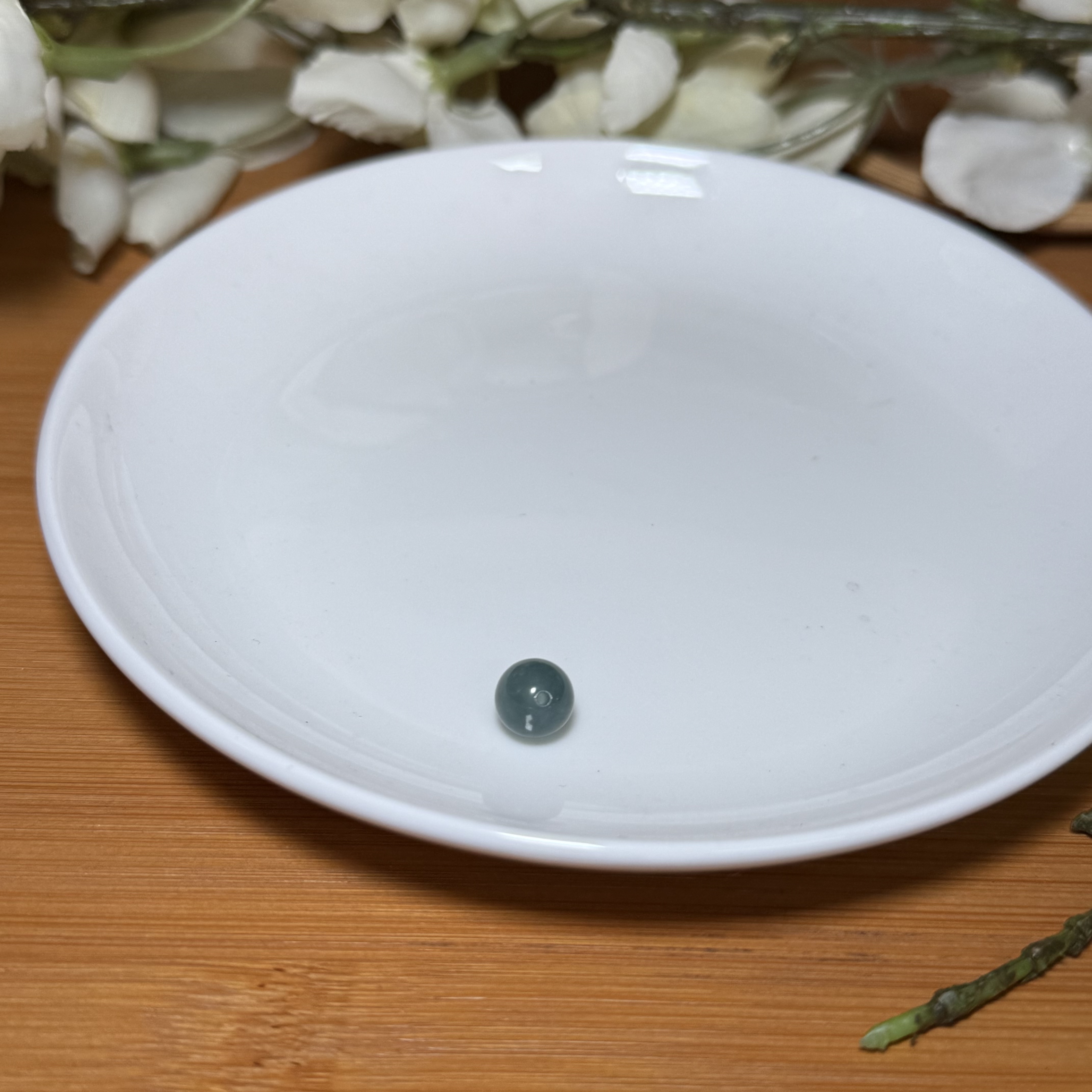 【珠宝厂长】约8mm危地马拉翡翠蓝水圆珠单珠