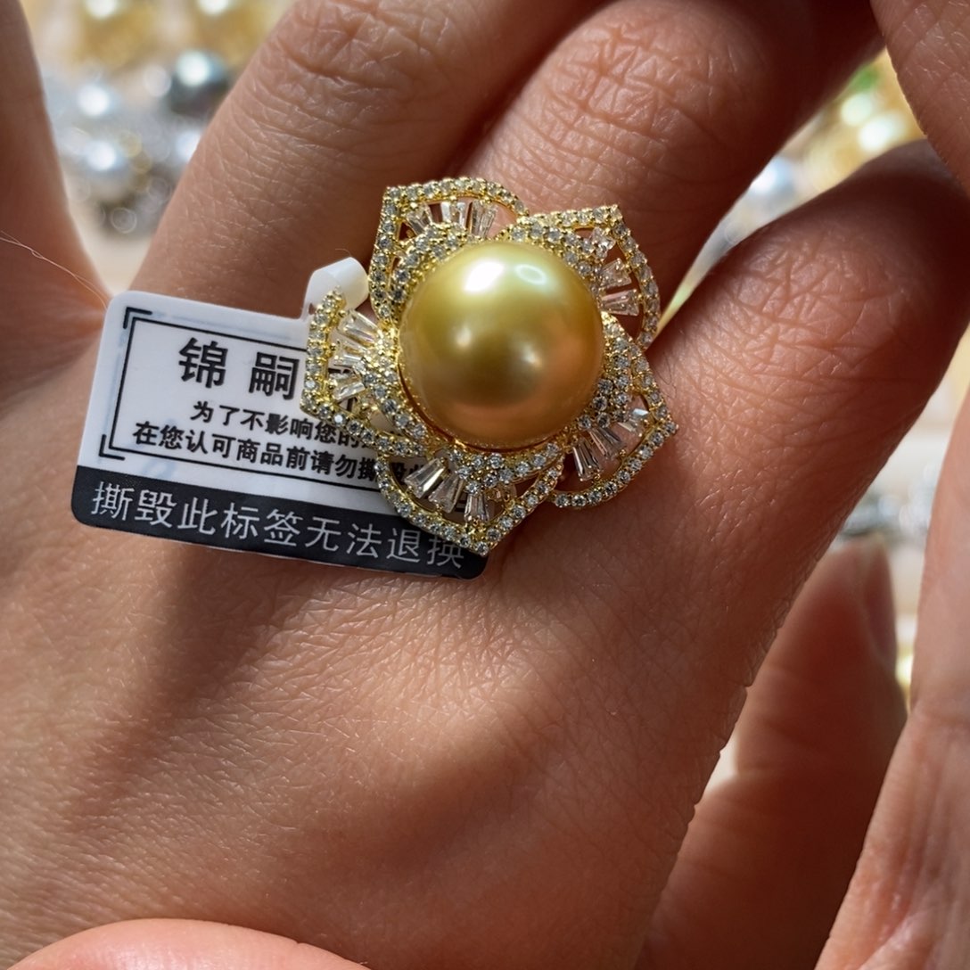 海水珍珠戒圈银S925镶嵌