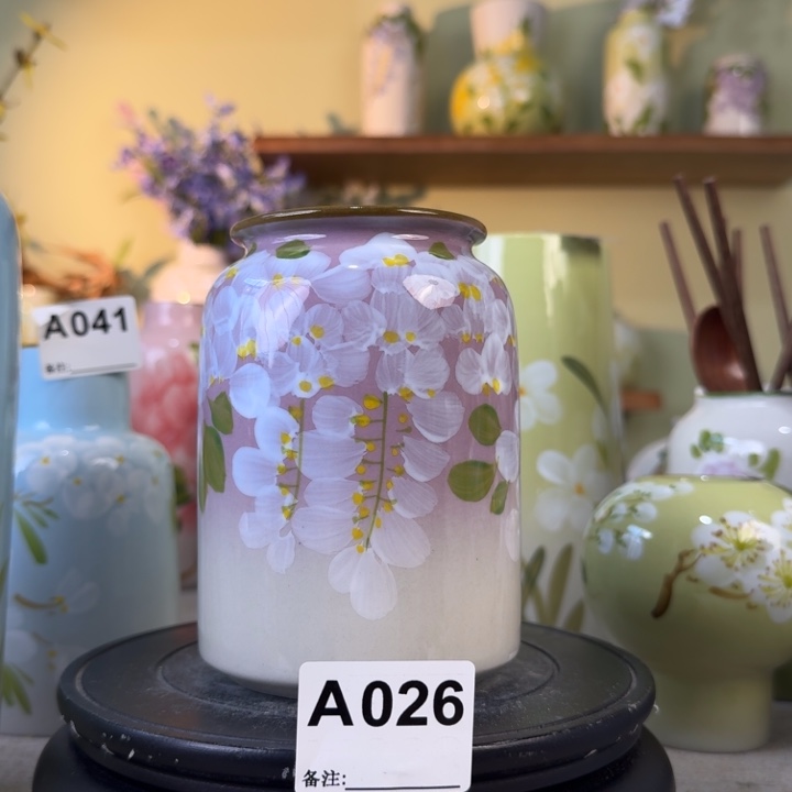 摆件景德镇陶瓷手绘花瓶摆件无孔