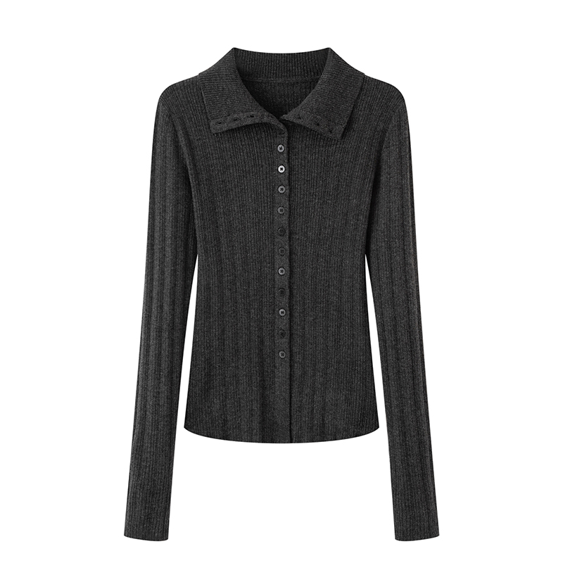 MM商场同款2025秋冬新显瘦黑色绵羊毛高领针织衫上衣女5GA134071