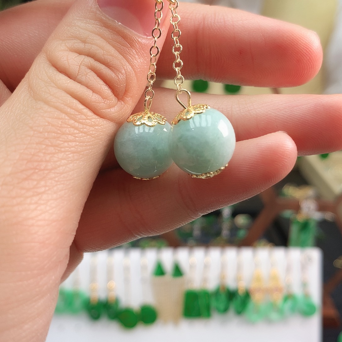 翡翠耳饰银S925镶嵌耳饰