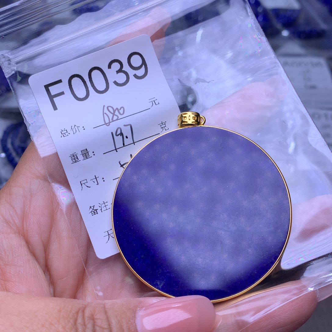 青金石颈饰银S925镀金镶嵌S****0