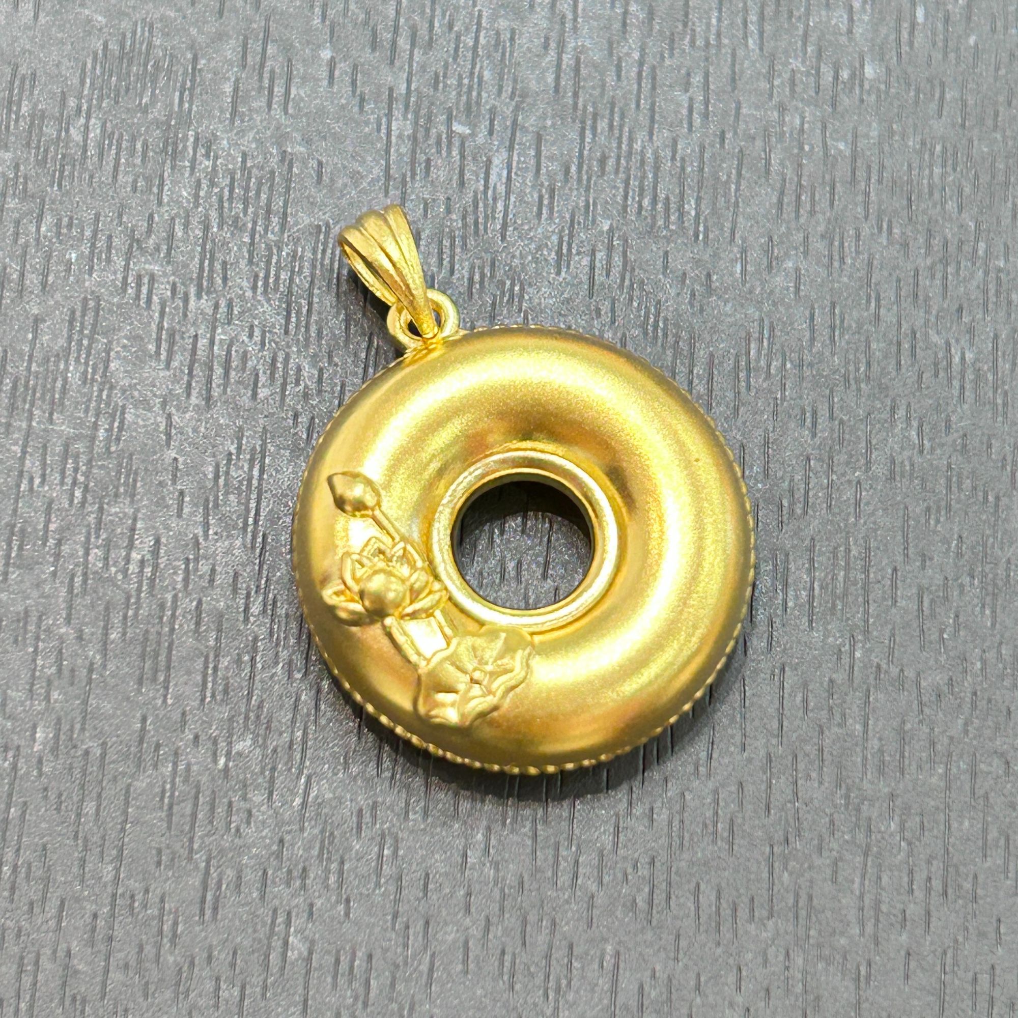 【店长专享】足金999投资金攒黄金莲花平安扣ZBHJD1637克重多退少补