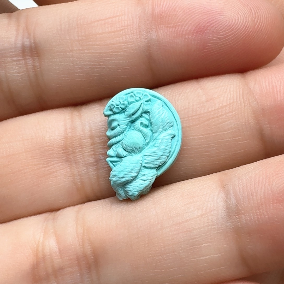 绿松石未镶嵌九尾狐