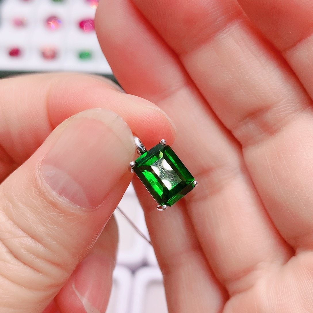 透辉石吊坠银S925镶嵌