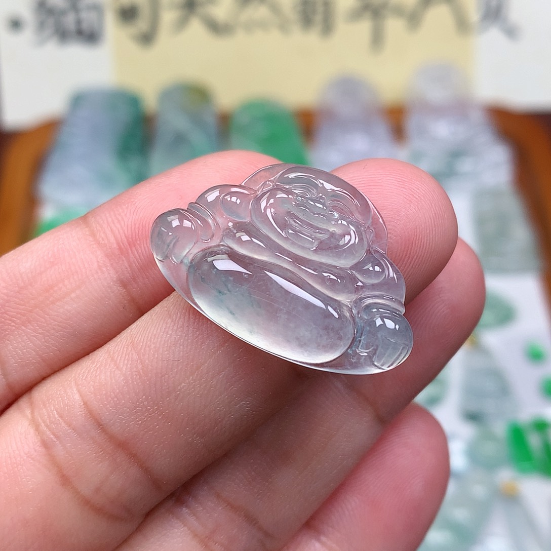翡翠裸石缅甸天然A货翡翠冰种佛公