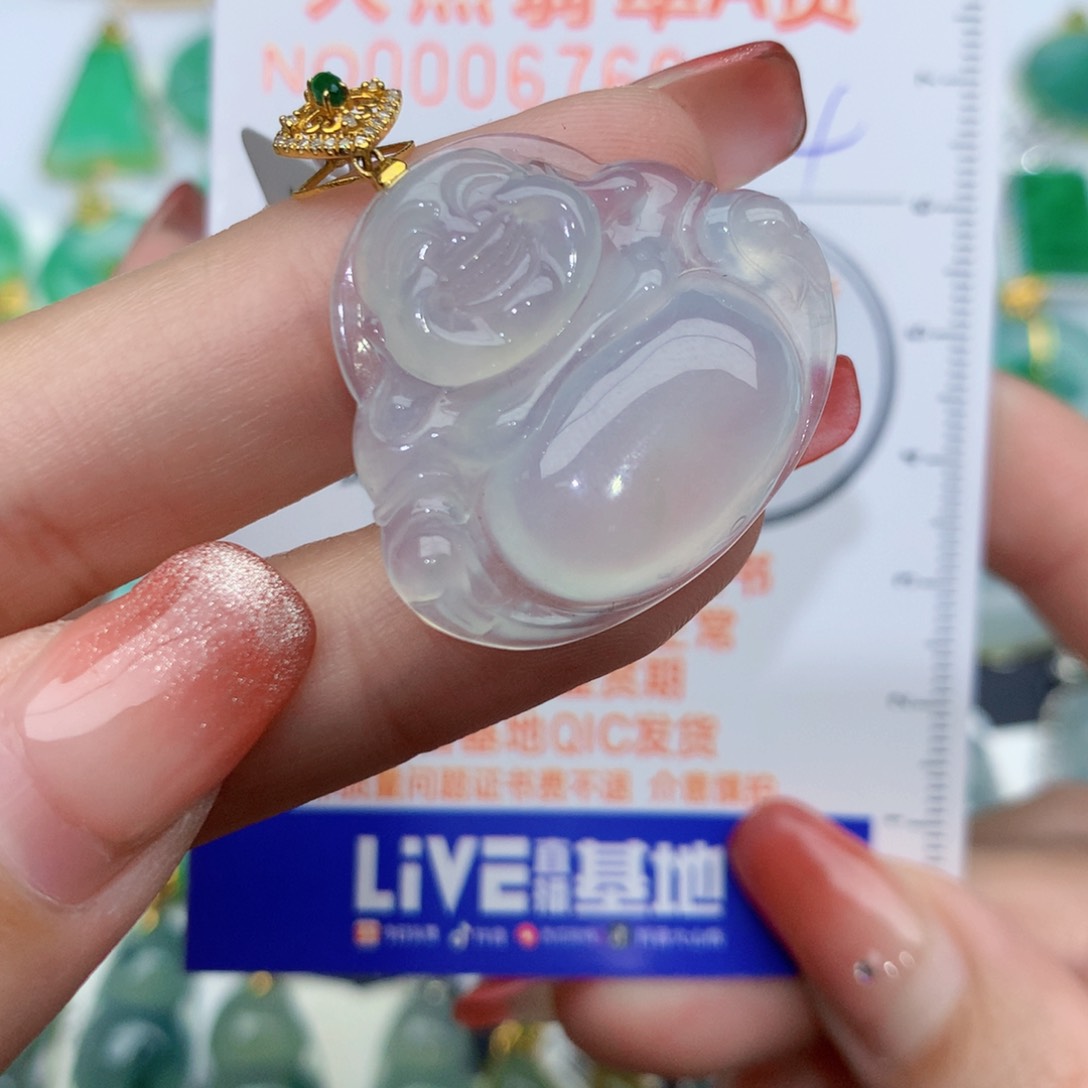 翡翠颈饰18K金镶嵌l佛公