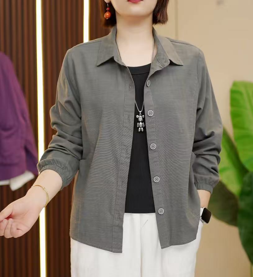 秋季新款长袖外套休闲百搭衬衫口袋上衣外套女