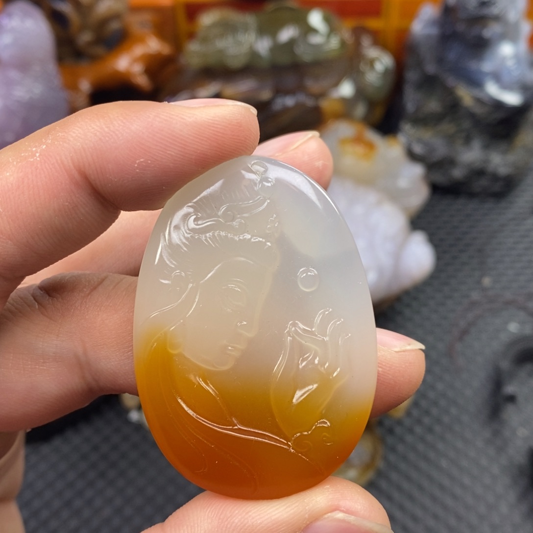 玛瑙/玉髓手把件未镶嵌用****6