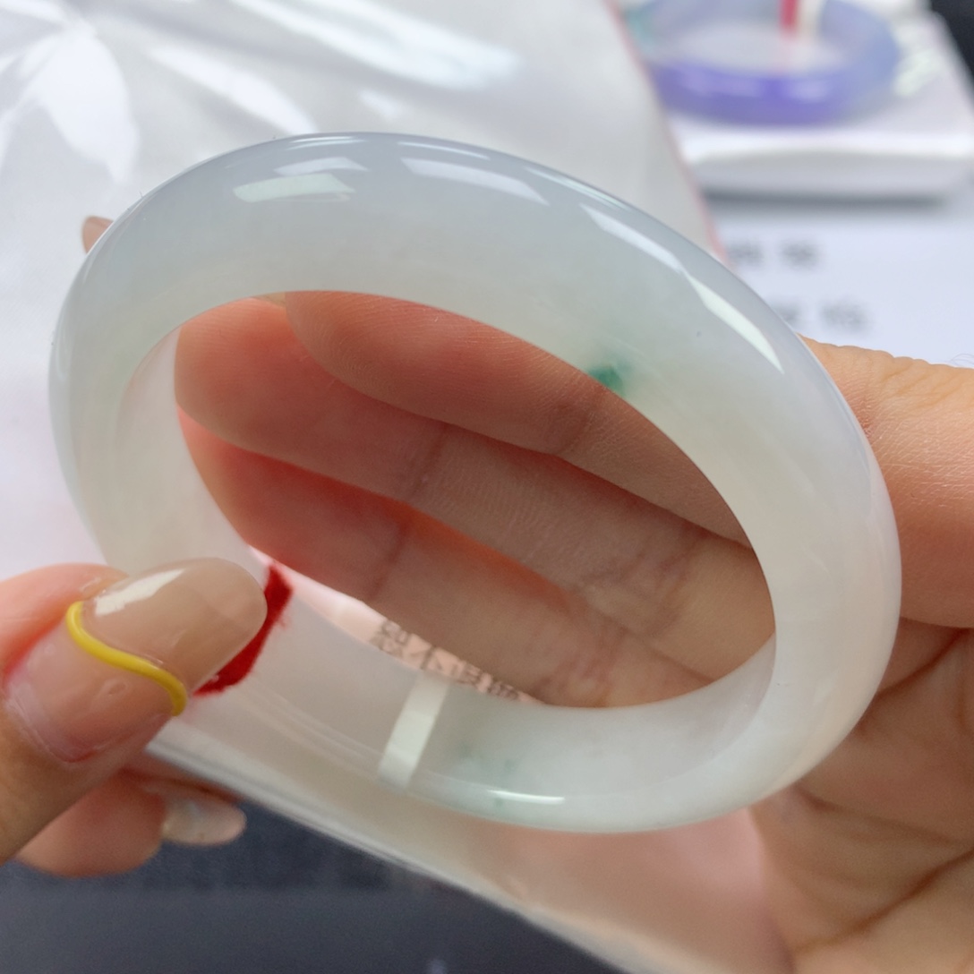 翡翠手镯未镶嵌缅甸天然翡翠手镯53.4正