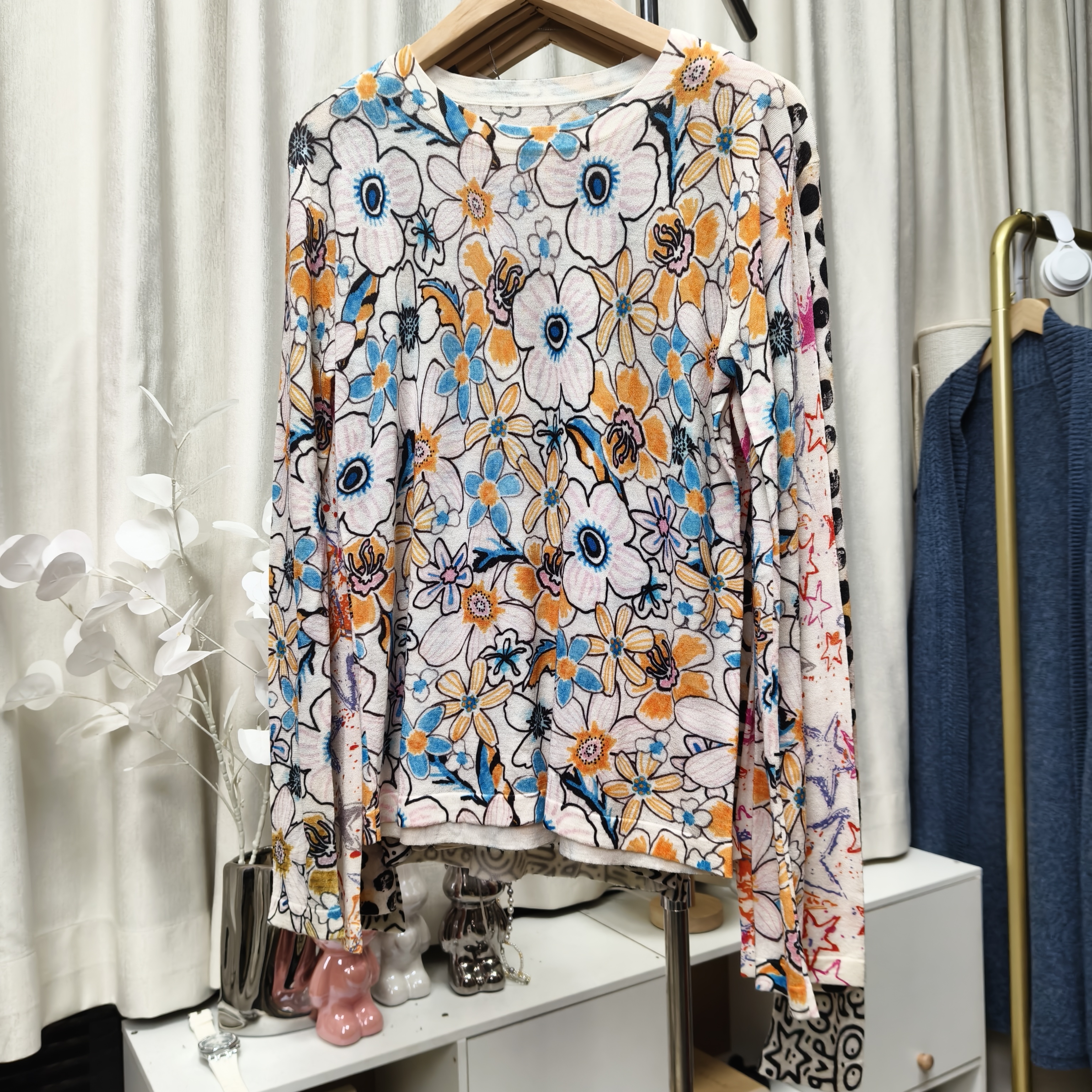 纯羊毛薄款毛衣女套头洋气印花打底针织衫高领保暖羊毛衫气质显示