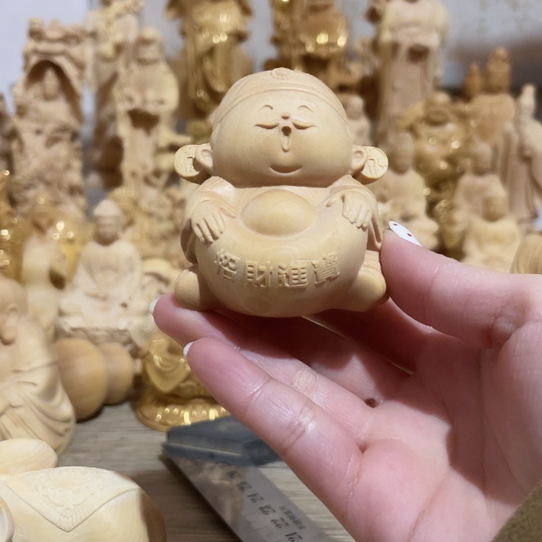 黄杨木财神摆件小叶黄杨木