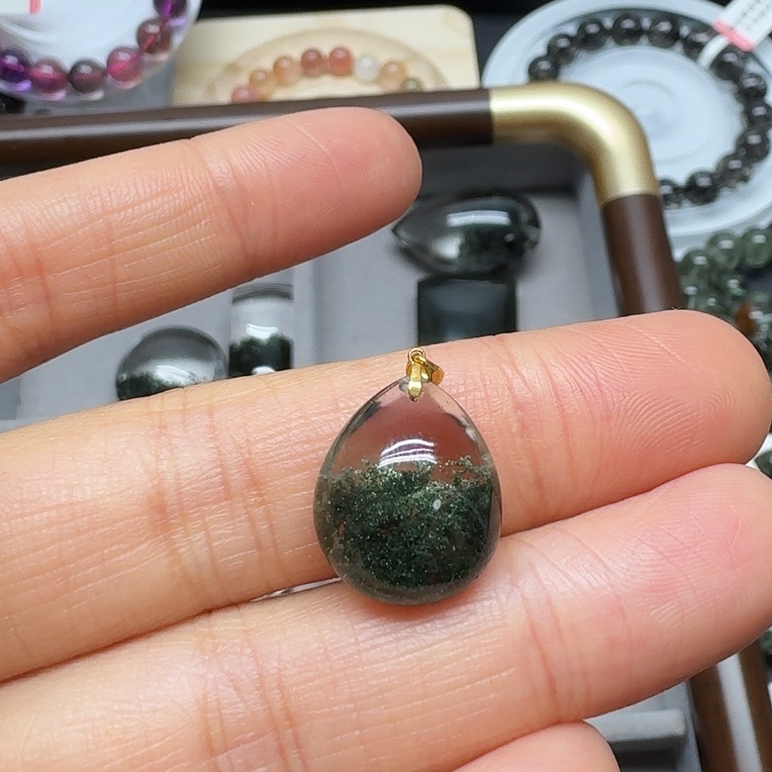 水晶吊坠(不含链)18K金镶嵌