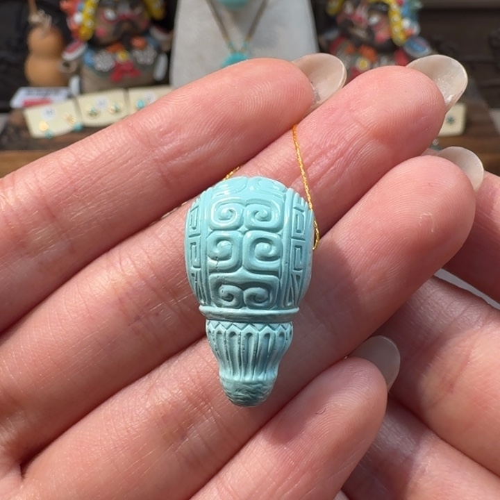 绿松石未镶嵌回纹三通