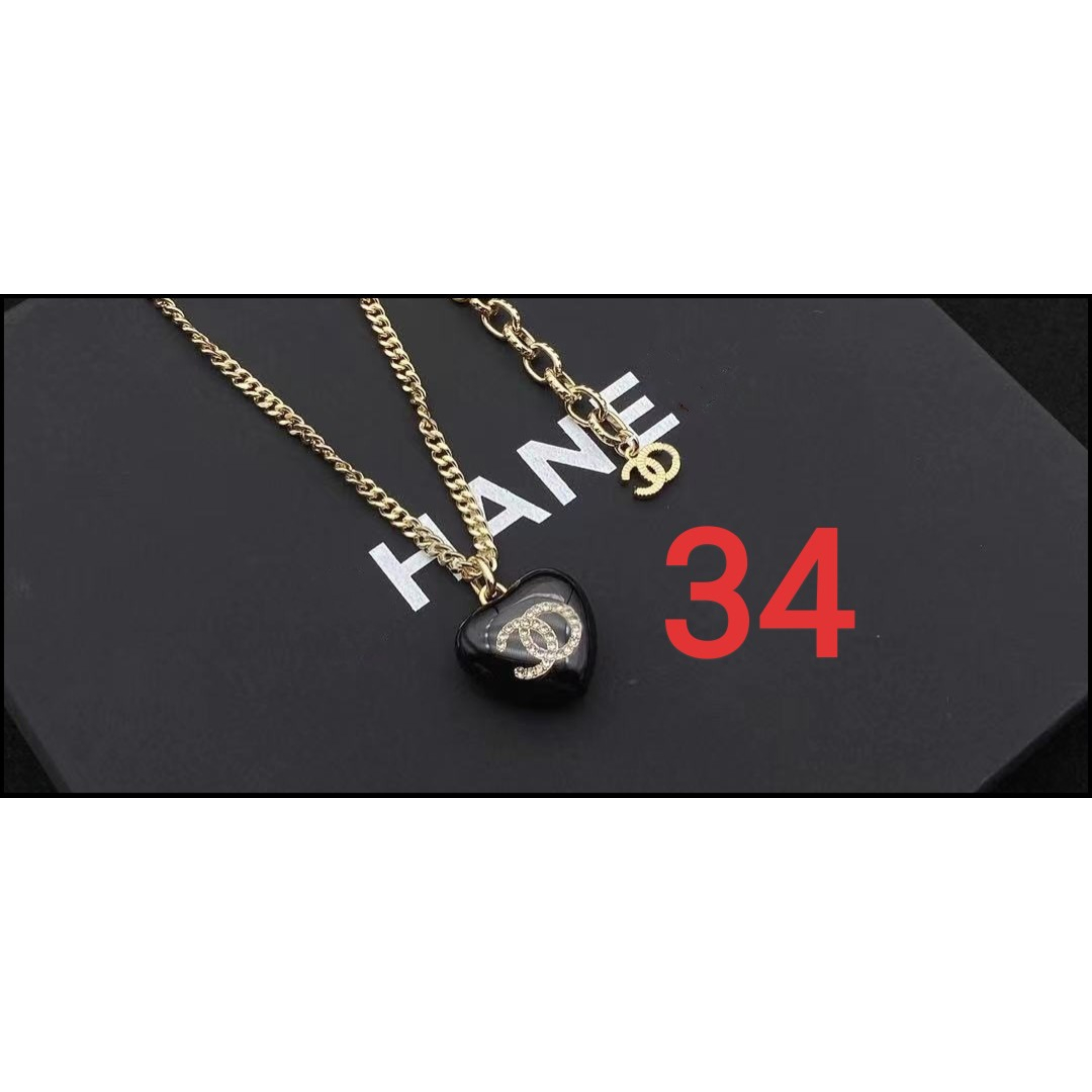 铜合金项链 黑桃心项链~34