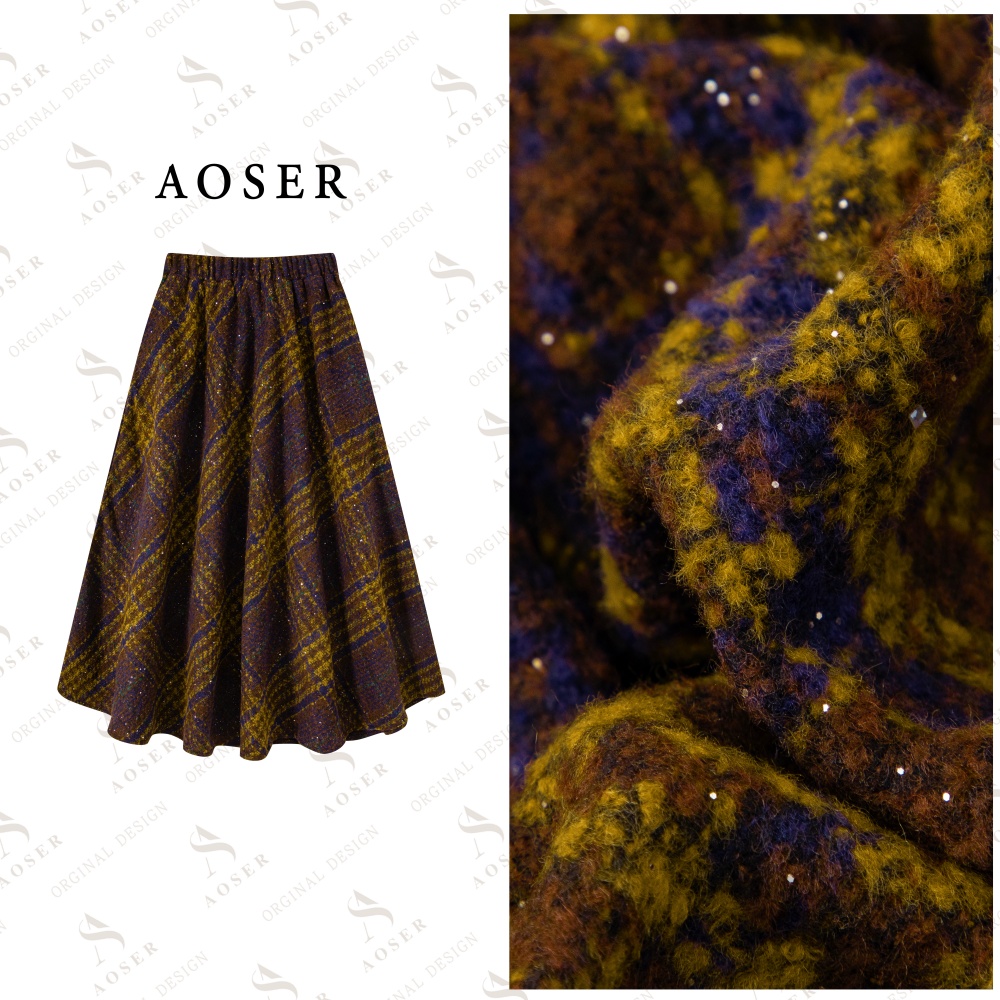 AOSER时尚宽松显瘦遮肉百搭A字百褶半身裙休闲日常慵懒风3016