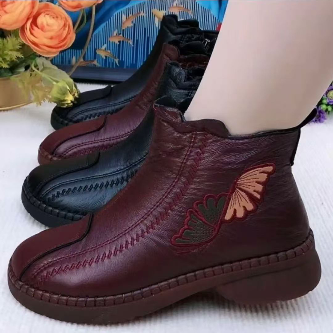 老北京布鞋女鞋中老年女棉鞋冬季加绒保暖妈妈鞋软底防滑女款短靴