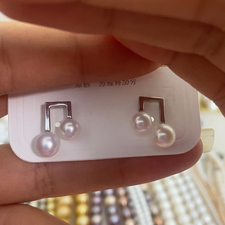 银S925镶嵌耳饰淡水珍珠