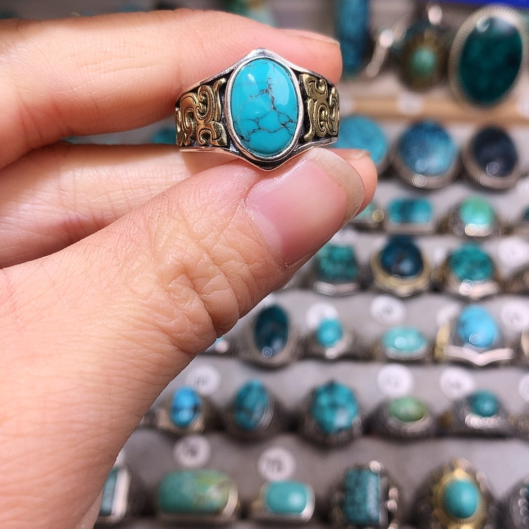 绿松石挂件银S925镶嵌