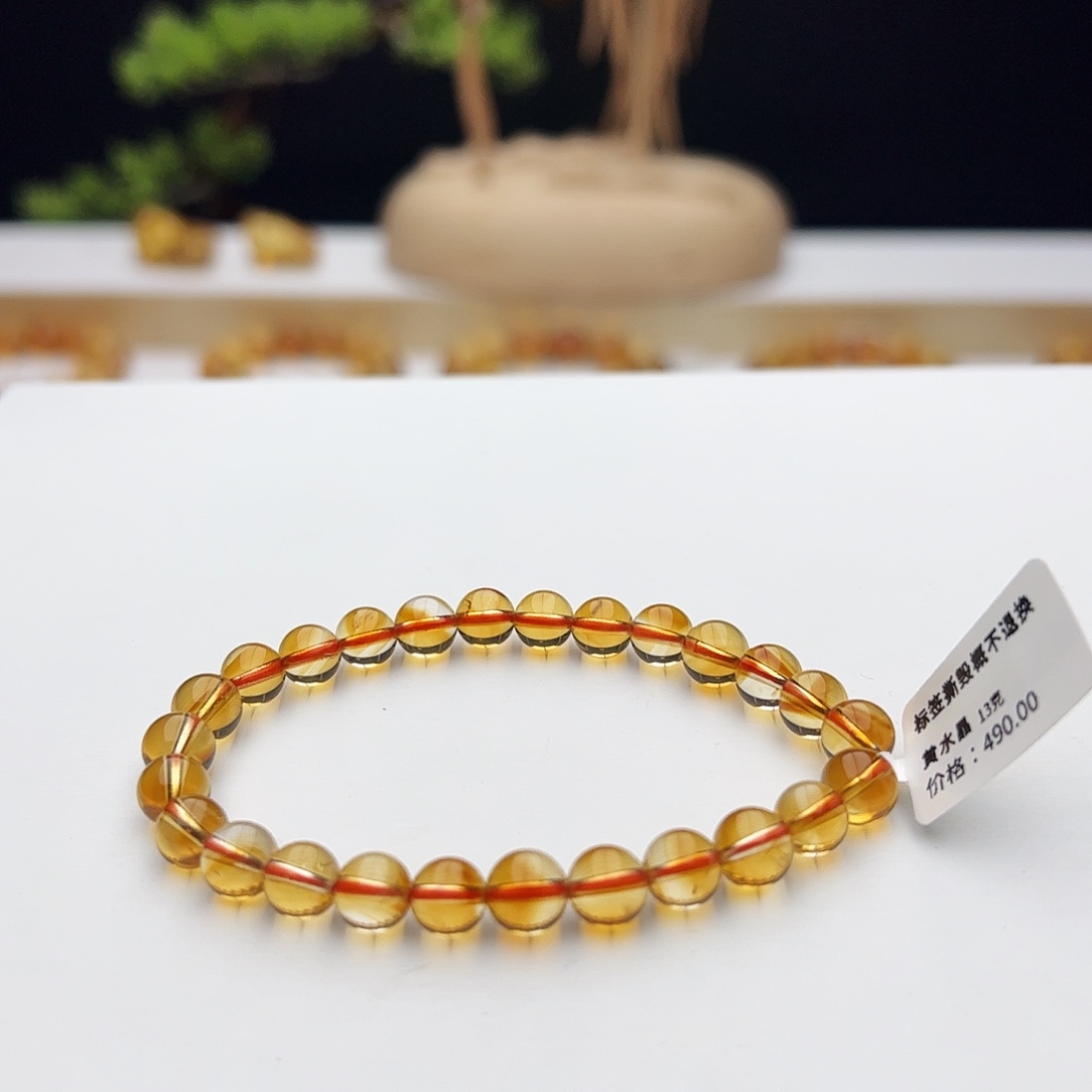 手链未镶嵌水晶黄水晶塔晶7.4mm13