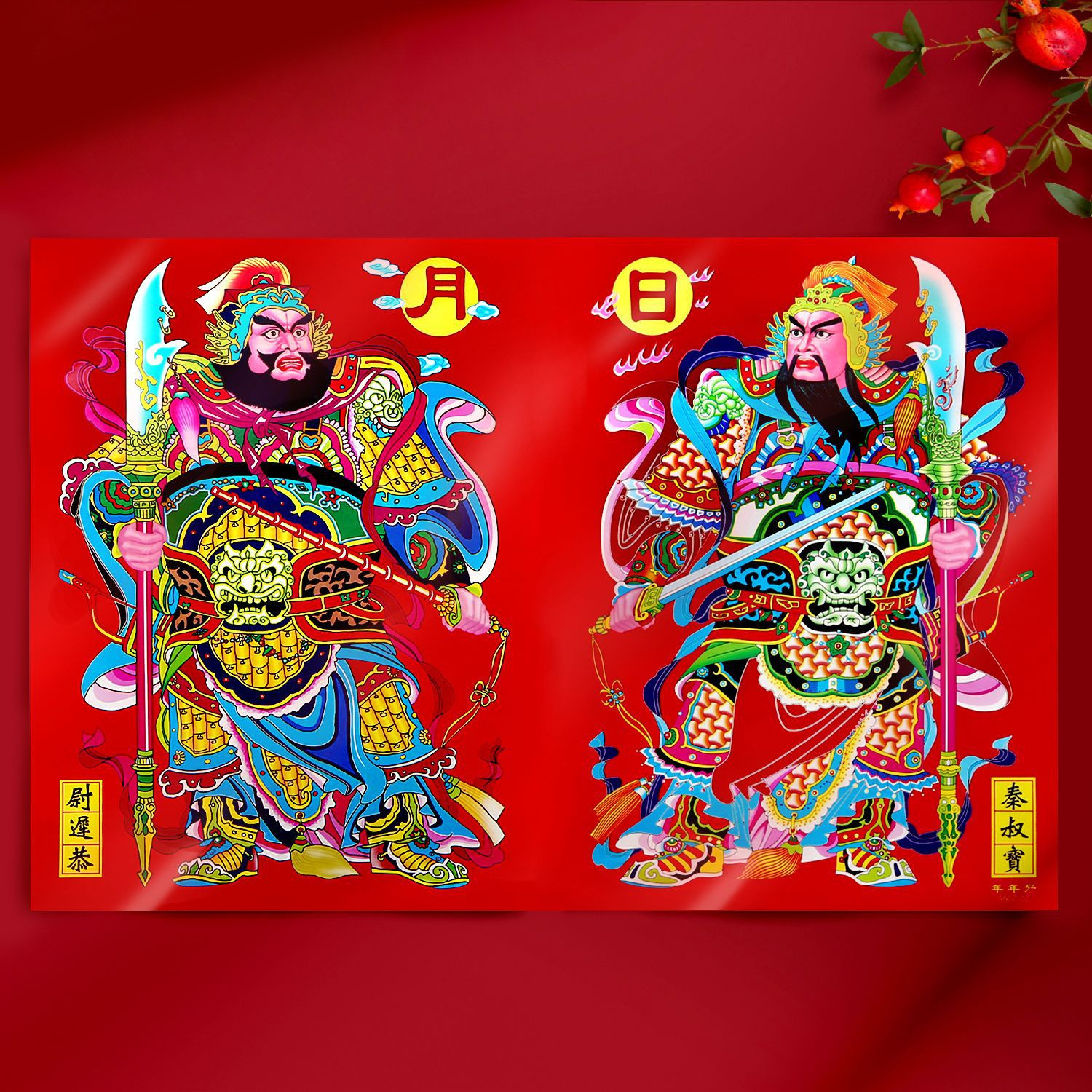 新年2026好财神门贴带自粘画门神贴日月春联年画批发防水撕不破